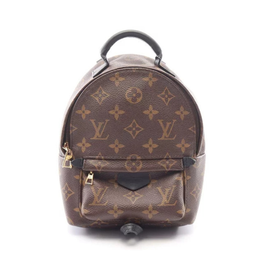 Louis Vuitton Palm Springs Monogram Backpack Rucksack Canvas Leather Black Brown